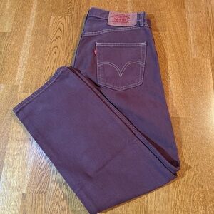 Levis 501 Jeans New Mens Original Button Fly Color Burgundy Maroon W32 L30
